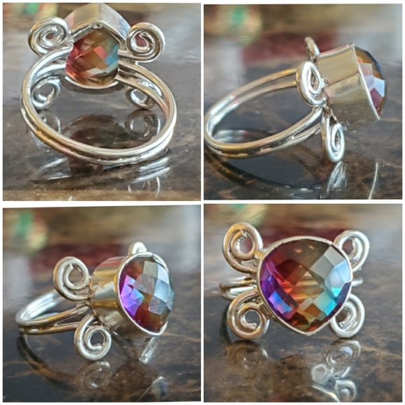 3ct Multi-Facet Tri-Colored Tourmaline Ring Size 7 - Picture 5 of 7